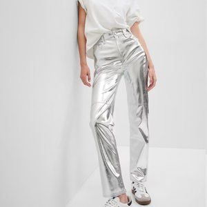Silver Faux-Leather Pants